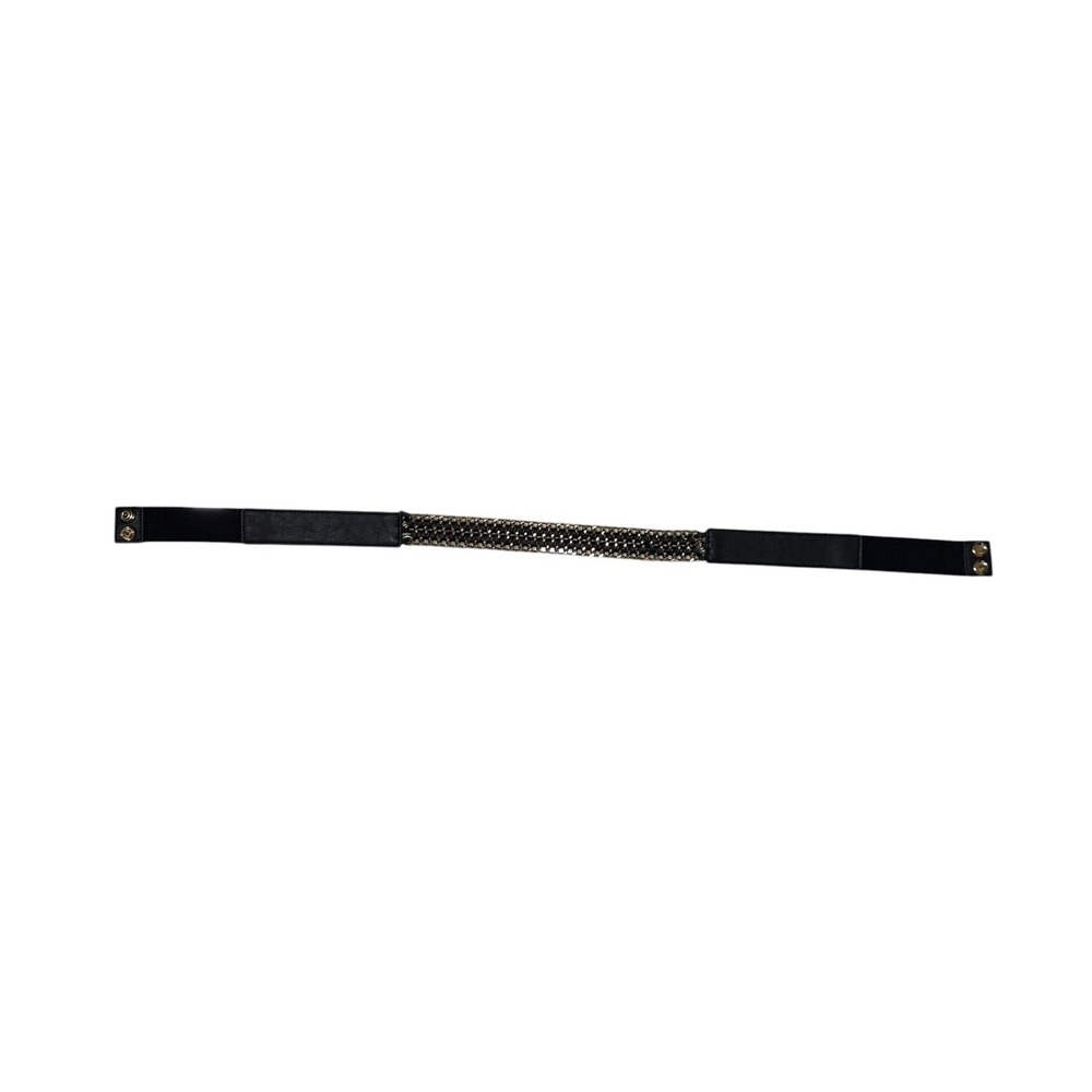 The Limited Black Stretch Belt Women's Small Gold Chainmail Mesh Panel